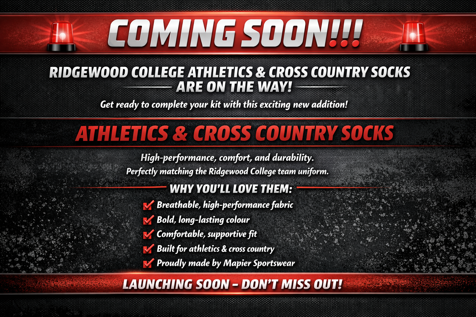 Ridgewood College Athletic and Cross Country Socks